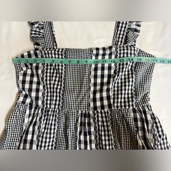 CROSBY by Mollie Burch Black and White Gingham ruffle strap midi dress size S - Picture 14 of 16